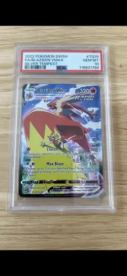 Pokemon TCG 2022 Silver Tempest FA/BLAZIKEN VMAX TG15/TG30 PSA 10 - Image 1