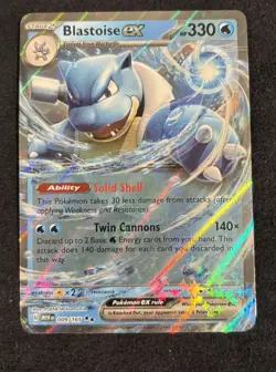 Pokemon TCG Blastoise EX 009/165 Scarlet & Violet Holo Double Rare NM Condition - Image 1