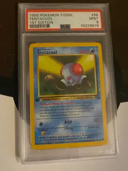 1999 Pokemon Fossil 1st First Edition Tentacool 56/62 Non Holo PSA 9 MINT - Image 1