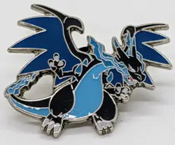 Official Nintendo Pokemon TCG Mega Charizard X Blue Enamel Collectors Pin XY - Image 1