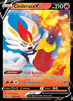 Pokemon Cinderace V (SWSH015/322) SWSH Black Star Promos LP HOLO - Image 1