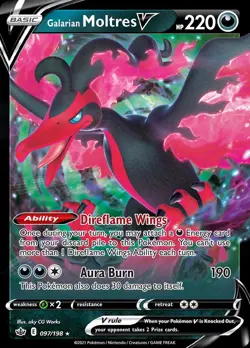 Pokemon Galarian Moltres V (97/233) Chilling Reign LP HOLO - Image 1