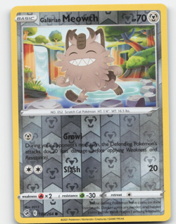 GALARIAN MEOWTH 180/264 REVERSE HOLO POKEMON 2022 FUSION STRIKE NM - Image 1