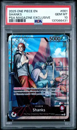 2025 One Piece EN #001 Shanks PSA Magazine Exclusive - Graded PSA 10 GEM MINT - Image 1