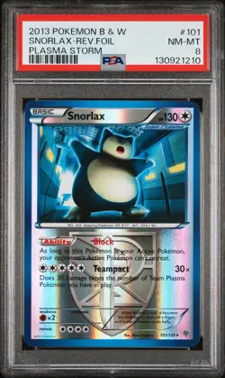 2013 POKEMON BW PLASMA STORM SNORLAX #101 REVERSE PSA 8 NM #130921210 - Image 1