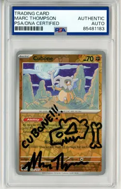 PSA Signed Cubone 151 Reverse Holo 104/165 Pokemon Scarlet Violet Marc Thompson - Image 1