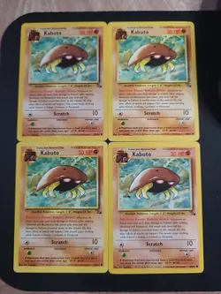 4x Pokemon Unlimited Fossil Kabuto Common (50/62) NM/VLP - Image 1