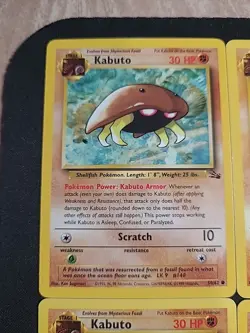 4x Pokemon Unlimited Fossil Kabuto Common (50/62) NM/VLP - Image 3