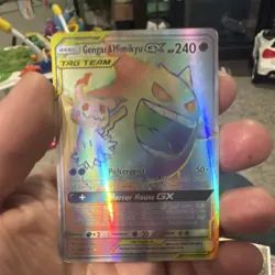 Pokemon Gengar & Mimikyu GX Secret Rare TAG TEAM Holo 186/181 SM-Team Up - Image 1