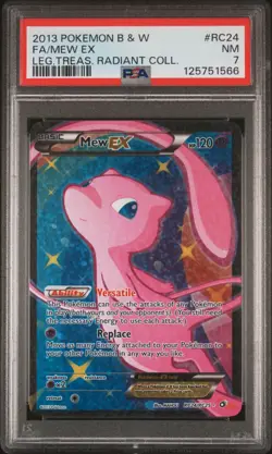2013 POKEMON B&W LEGENDARY TREASURES RADIANT COLLECTION #RC24 FA/MEW EX PSA 7 - Image 1