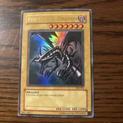 Yu-Gi-Oh! TCG Red-Eyes Black Dragon SDJ-001 Vintage Holo Rare Card 1996 - Image 1