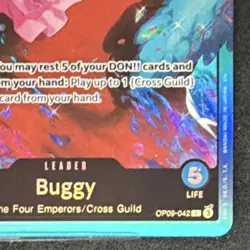 Buggy OP09-042 Leader Holo 5000 Power Cross Guild One Piece CCG - Image 2