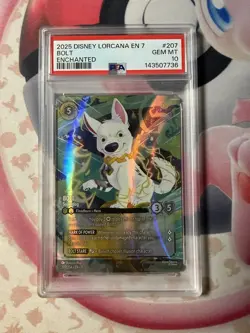 2025 DISNEY LORCANA EN 7-ARCHAZIA'S ISLAND ENCHANTED #207 BOLT - SUPERDOG PSA 10 - Image 1