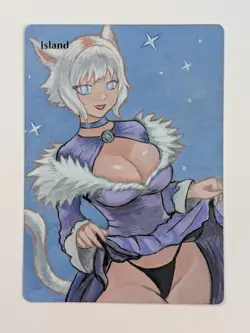 MTG hand painted alter, anime girl Island - Image 1