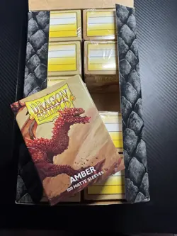 Dragon Shield Amber Matte Display - 10 Boxes Of 100 Protective Sleeves - Image 1