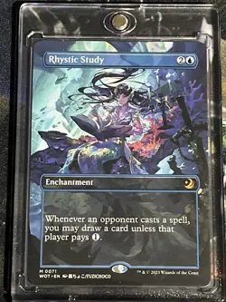 Rhystic Study Anime Borderless MTG/WOT- Near mint- w/MagCase! - Image 1