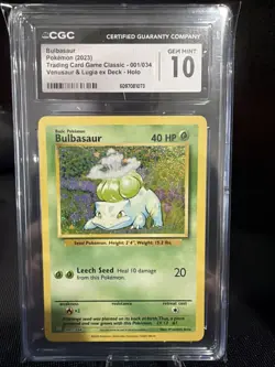 Pokemon Bulbasaur 2023 TCG Classic 001/034 Holo CGC 10 Graded Card - Image 1