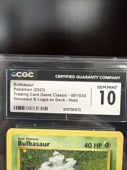 Pokemon Bulbasaur 2023 TCG Classic 001/034 Holo CGC 10 Graded Card - Image 5