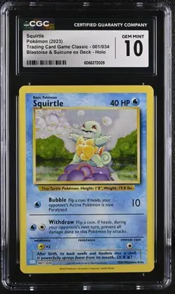CGC 10 GEM MINT Squirtle 001/034 CLB Classic Box Holo Rare Pokemon TCG 2023 - Image 1