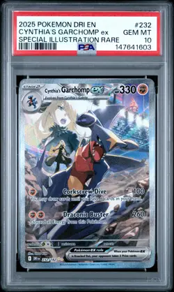 2025 POKEMON DRI EN-DESTINED RIVALS #232 CYNTHIA'S GARCHOMP EX PSA 10 - Image 1