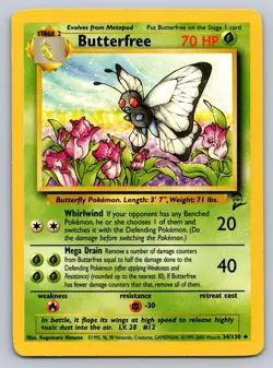Butterfree 34/130 Uncommon Base Set 2 Pokemon Lightly Played - Image 1