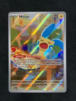Minun Pokemon Paradox Rift 194/182 Illustration Rare Full Art Holo SV NM - Image 1