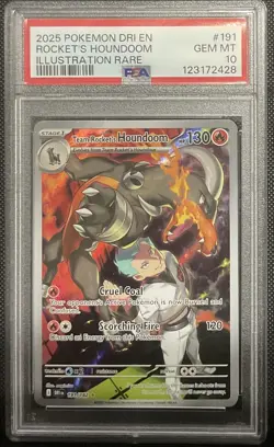 2025 POKEMON DRI EN-DESTINED RIVALS #191 ROCKET'S HOUNDOOM PSA 10 (158 - Image 1