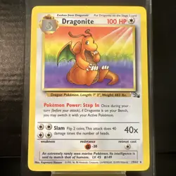 Pokemon TCG Dragonite Fossil Set Rare Card #19/62 NM/LP - Image 1