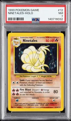 1999 POKEMON BASE SET UNLIMITED #12 NINETALES-HOLO PSA 7 - Image 1