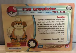 1999 Topps Series 1 Pokemon Growlithe #58 - Image 2