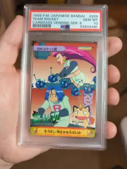 Pokemon Japanese Bandai Carddass Anime Collection #209 Team Rocket PSA 10 - Image 2