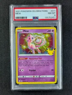 2021 Pokemon MEW #011/025 Celebrations Unlimited Holo Rare English PSA 8 - Image 1