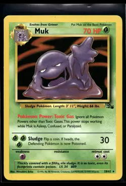 1999 Pokemon Fossil 28 Muk LP - Image 1