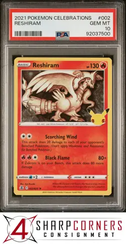 2021 POKEMON CELEBRATIONS #002 RESHIRAM PSA 10 - Image 1