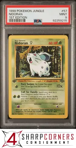 1999 POKEMON JUNGLE 1ST EDITION #57 NIDORAN PSA 9 - Image 1