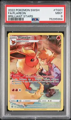 FLAREON 2022 Pokemon Sword Shield Brilliant Stars Trainer Gallery #TG01 FA PSA 9 - Image 1
