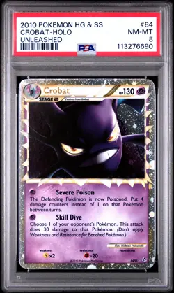 2010 POKEMON UNLEASHED CROBAT PRIME #84 ULTRA RARE HOLO PSA 8 NM #113276690 - Image 1