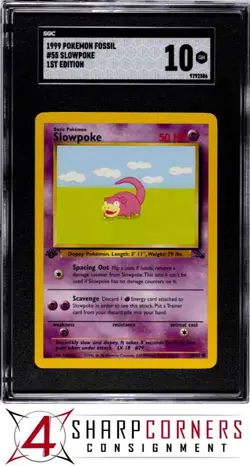 1999 POKEMON FOSSIL 1ST EDITION #55 SLOWPOKE SGC 10 - Image 1