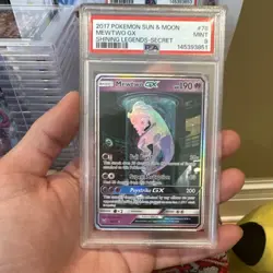 Pokemon Mewtwo GX Secret Rare Holo 78/73 Shining Legends PSA 9 - Image 1