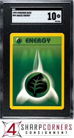 1999 POKEMON BASE #99 GRASS ENERGY POP 4 SGC 10 - Image 1