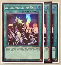 Yugioh! 3x Autonomous Action Unit PHRE-EN050 Super Rare 1st Ed NM - Image 1