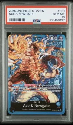 2025 ONE PIECE STARTER DECK ST22-ACE & NEWGATE #001 ACE & NEWGATE PSA 10 - Image 1