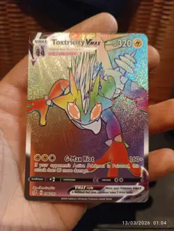 Pokemon TCG Toxtricity VMAX 196/192 Rebel Clash Rainbow Rare Card - Image 1