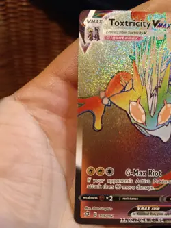 Pokemon TCG Toxtricity VMAX 196/192 Rebel Clash Rainbow Rare Card - Image 3