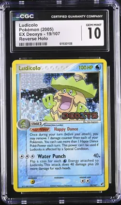 CGC 10 GEM MINT Ludicolo 2005 EX Deoxys 19/107 Reverse Holo Stamped Pokemon Card - Image 1