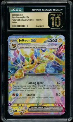 2025 Pokemon Prismatic Evolutions Jolteon EX Holo #030 CGC 10 PRISTINE - Image 1