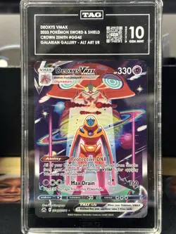Pokemon Deoxys VMax GG45 Crown Zenith Galarian Gallery ALT ART UR TAG 10 - Image 1