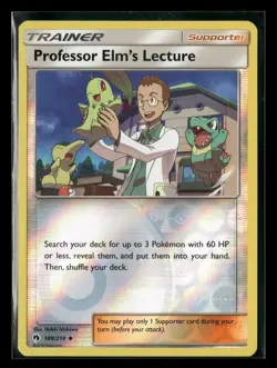 Professor Elm's Lecture 188/214 Uncommon Lost Thunder Pokemon Reverse Holo NM - Image 1
