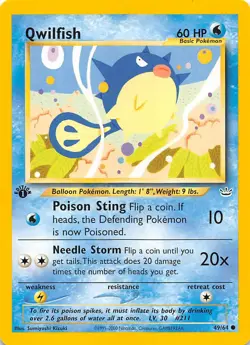 Qwilfish 1st Edition 49/64 Neo Revelation Pokemon - Image 1