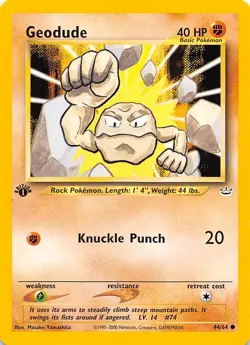 Geodude 1st Edition 44/64 Neo Revelation Pokemon - Image 1